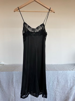 Vintage slip dress nero pizzo 70’