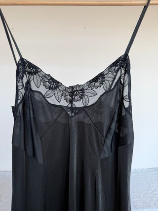 Vintage slip dress nero pizzo 70’