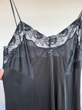Vintage slip dress nero pizzo 70’