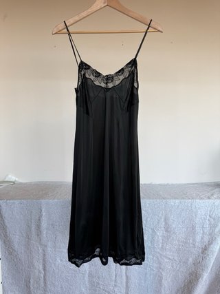 Vintage slip dress nero pizzo 70’