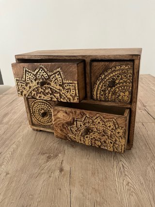 Cajonera Madera Boho Tallada