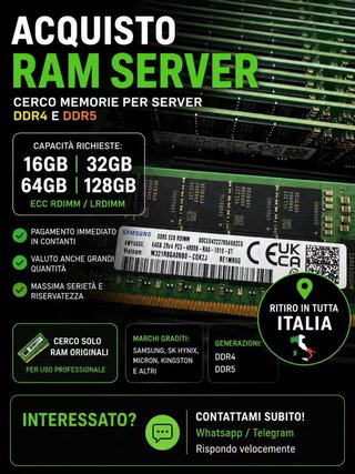 Acquisto RAM Server DDR4 e DDR5