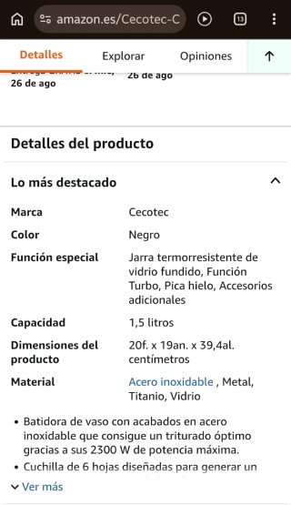 Batidora Cecotec Powerblack Titanium 2300W