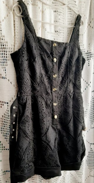Macacão-calção crochê preto VANITA M/L