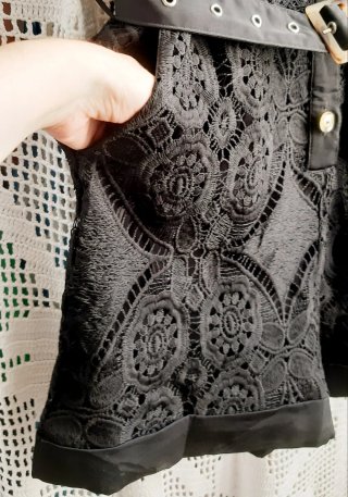 Macacão-calção crochê preto VANITA M/L