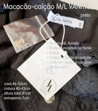 Macacão-calção crochê preto VANITA M/L