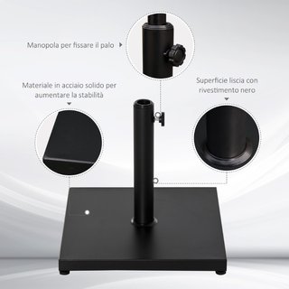 Base per Ombrellone Quadrata da 18kg per Pali da Ø
