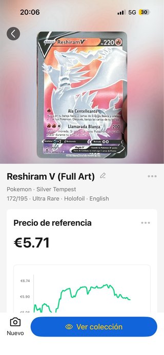 Carta Pokémon Reshiram V 220 HP