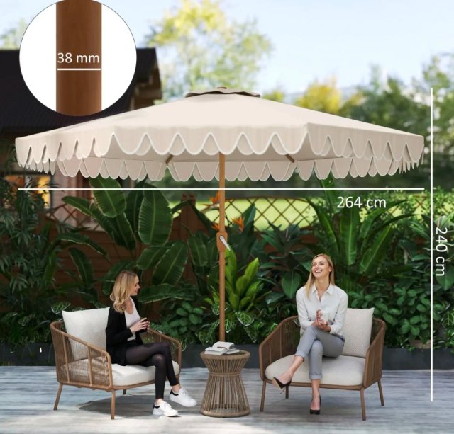 Sombrilla de jardín con volantes estilo moderno