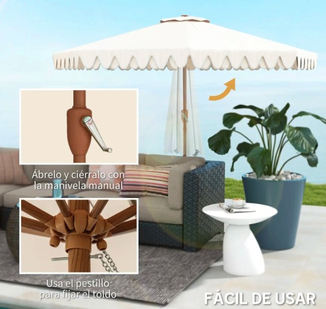Sombrilla de jardín con volantes estilo moderno