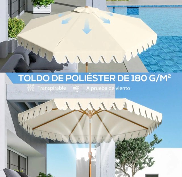 Sombrilla de jardín con volantes estilo moderno