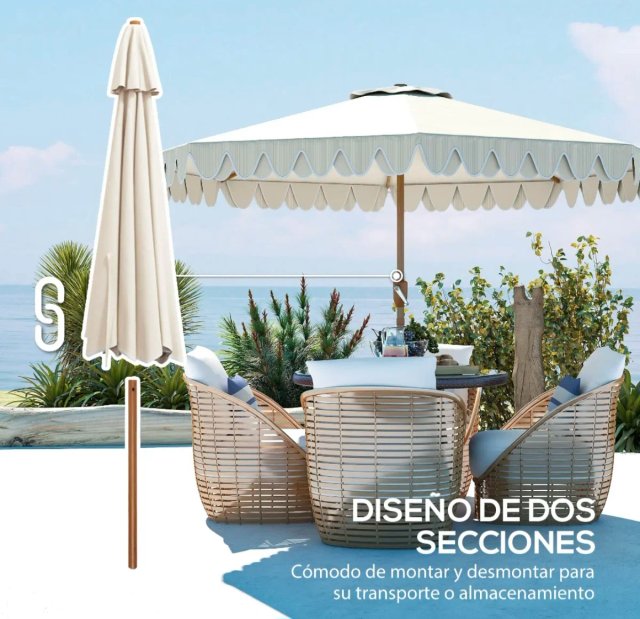 Sombrilla de jardín con volantes estilo moderno
