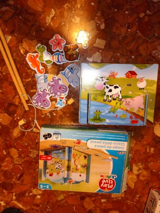 Juego de Pesca de Madera con Animales