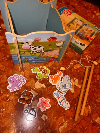 Juego de Pesca de Madera con Animales