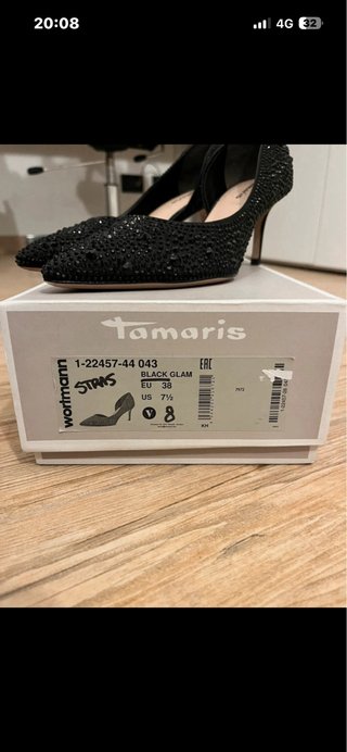 Tacchi Tamaris neri con strass