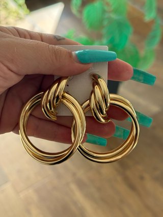 Pendientes aro grandes dorados nuevos