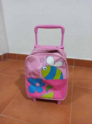 Mochila infantil con ruedas y dibujo de abeja
