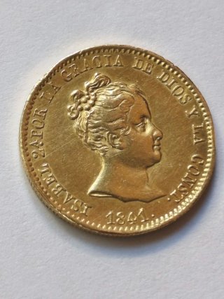 Moneda 80 Reales Oro Isabel II 1841