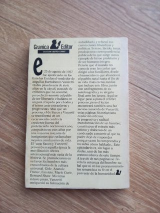 B. VANZETTI: Cartas desde la prisión