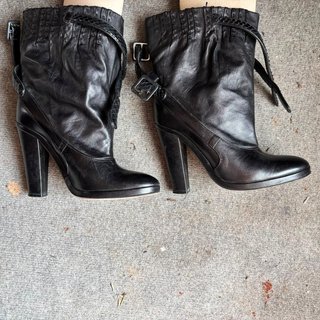 Botines Loewe Piel Negro Caña Fruncida