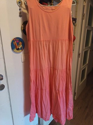 Vestido playero naranja/rosa talla única