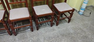 Lote 6 Sillas Madera Tapizadas