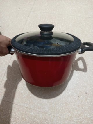 Olla Roja con Tapa de Cristal Kasa