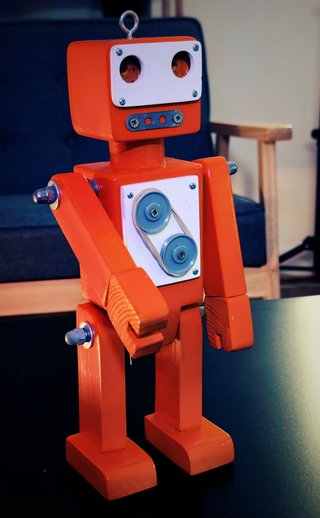 Figura Robot Madera Decorativa Naranja