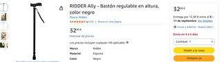 BASTON ANDADOR REGULABLE MANGO ERGONOMICO.NUEVO.