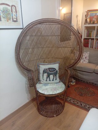 Silla Reina Mimbre Marrón y Multicolor