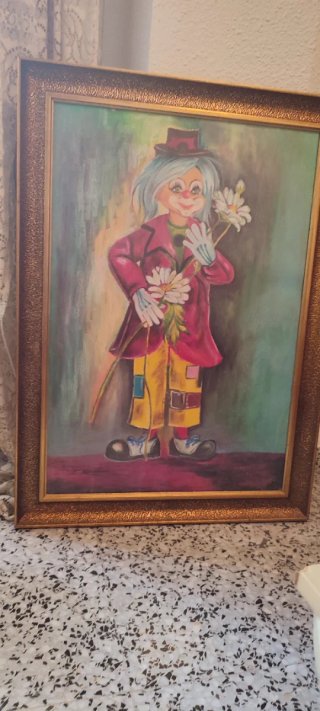 Cuadro payaso con flores