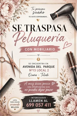 Se traspasa peluqueria/salon de belleza