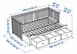 Cama individual 90cm con cajones