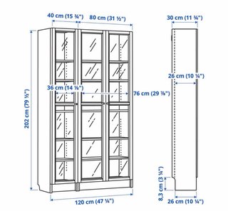 Librerías BILLY OXBERG con puertas de cristal