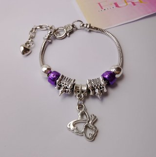 Pulsera Acero Inoxidable Dijes Morado