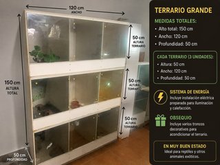 Terrario triple grande de PVC 150×120×50 cm