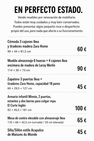 Muebles varios: cómoda, armario, zapatero,
