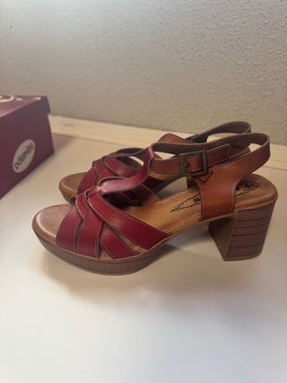 Sandalias de tacón mujer rojo y marrón NUEVAS
