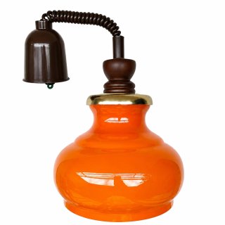 Candeeiro Teto Vintage Laranja Vidro Madeira