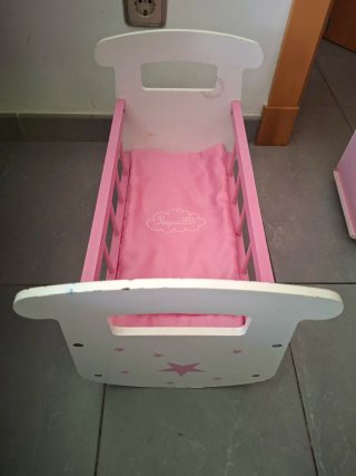 Armario infantil rosa y blanco mas cuna