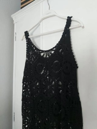 Vestido largo crochet negro