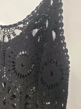 Vestido largo crochet negro