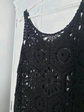 Vestido largo crochet negro