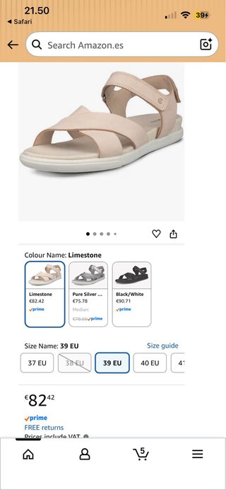 Sandalias Ecco beige/marron claro Talla 39