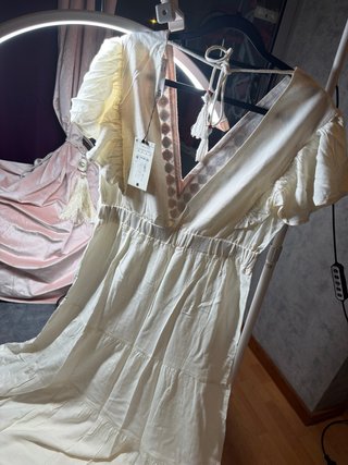 Vestido blanco bordado talla M