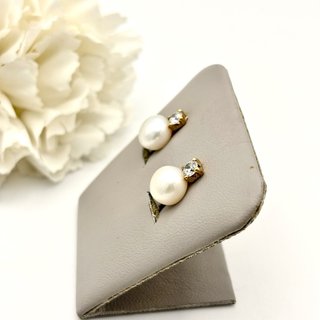 Pendientes Oro 9kt Perla y Circonita