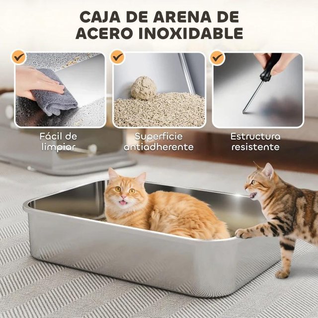 Arenero Gatos XXL Acero Inox Entrada Superior
