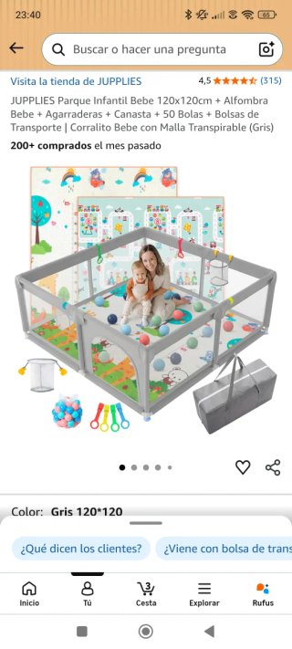 Parque Infantil Grande 120x120cm, muy buen estado