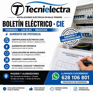 Boletines eléctricos ,Cie , electricista madrid