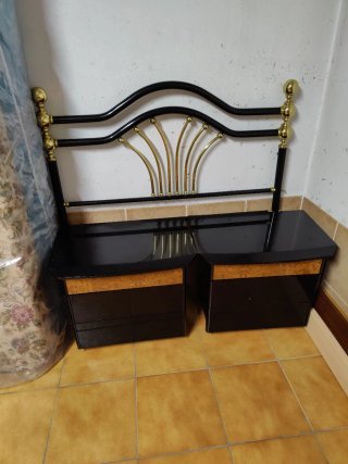 Dormitorio completo clásico negro y dorado 105 cm